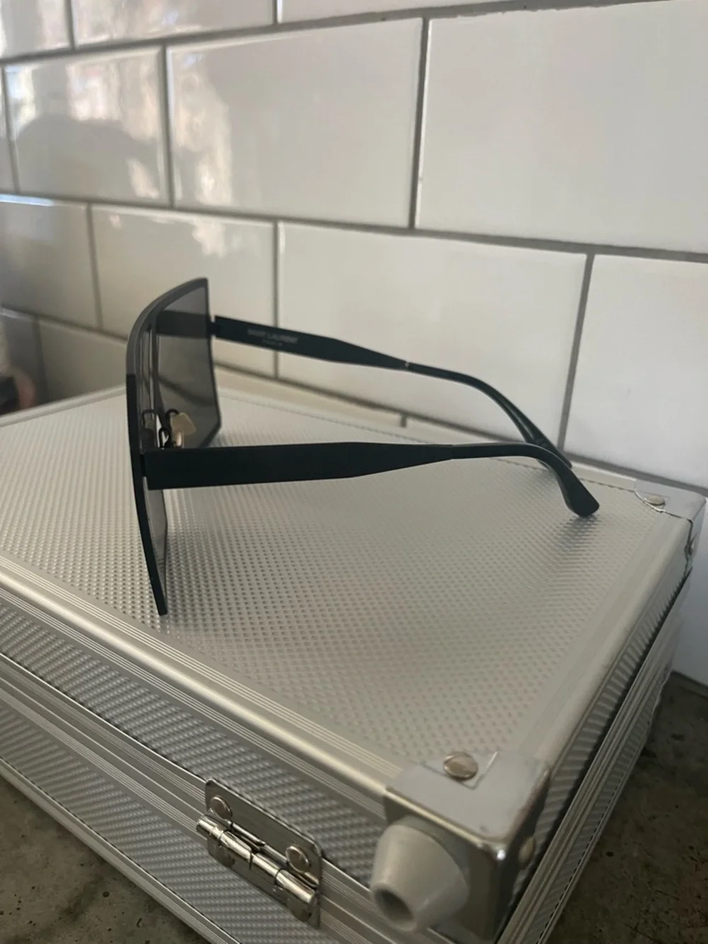 Saint Laurent Oversized Square Black Shield Sunglasses - Picture 2 of 7